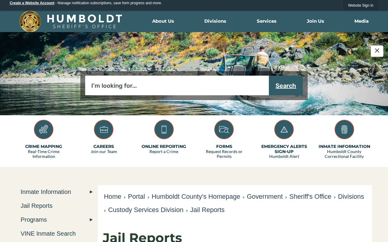 Humboldt County released inmates jail reports page